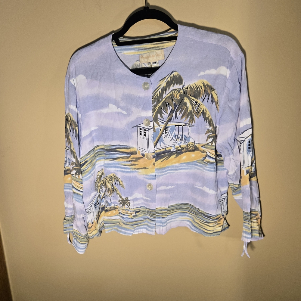Monroe & Main Yellow and Purple Patterned Shirt